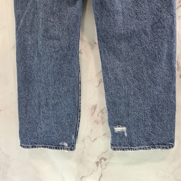 Levis Premium Jeans Women 26 Ribcage Straight Ankle Ripped Hole Button High Rise - Picture 8 of 13